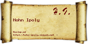 Hohn Ipoly névjegykártya